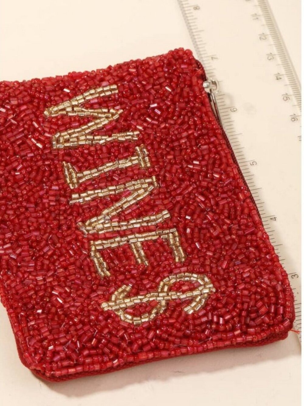 Wine$ (money) Seed Beaded Coin Purse - Picture 3 of 4